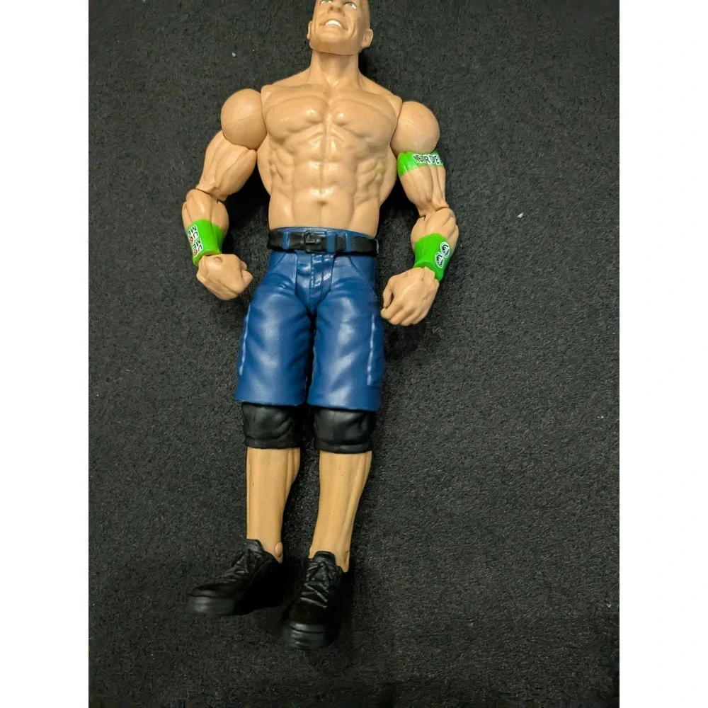 WWE Mattel John Cena Action Figure Blue Shorts Green Never Give Up Armbands